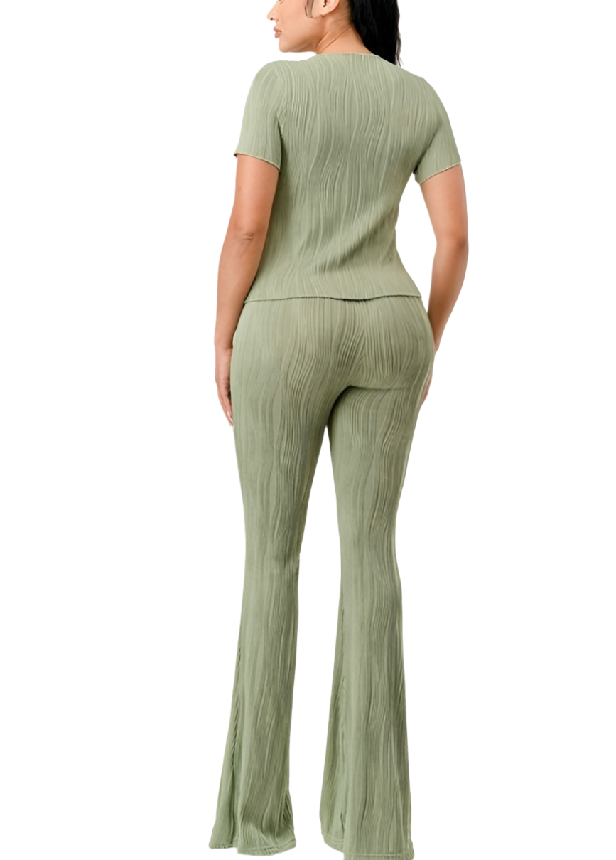 Pretty Pleated Flare Pants Set