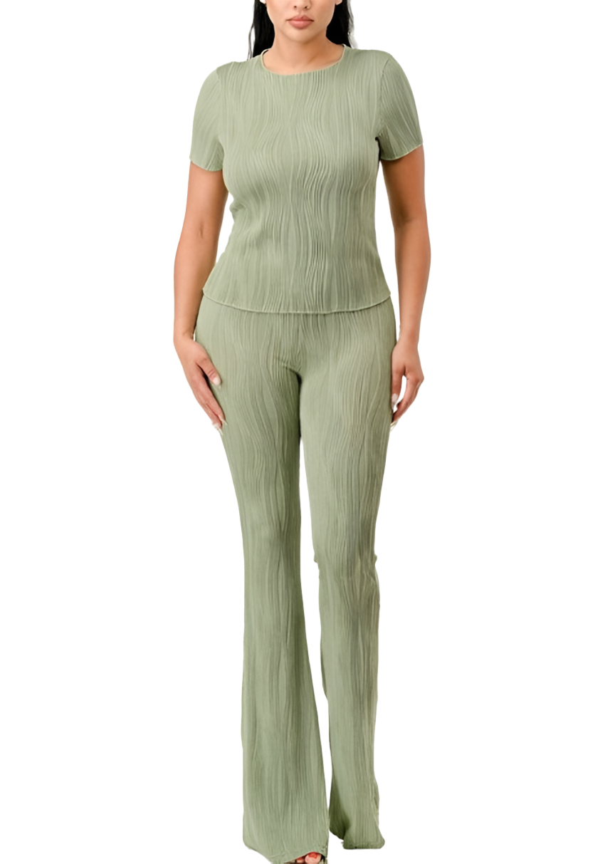 Pretty Pleated Flare Pants Set
