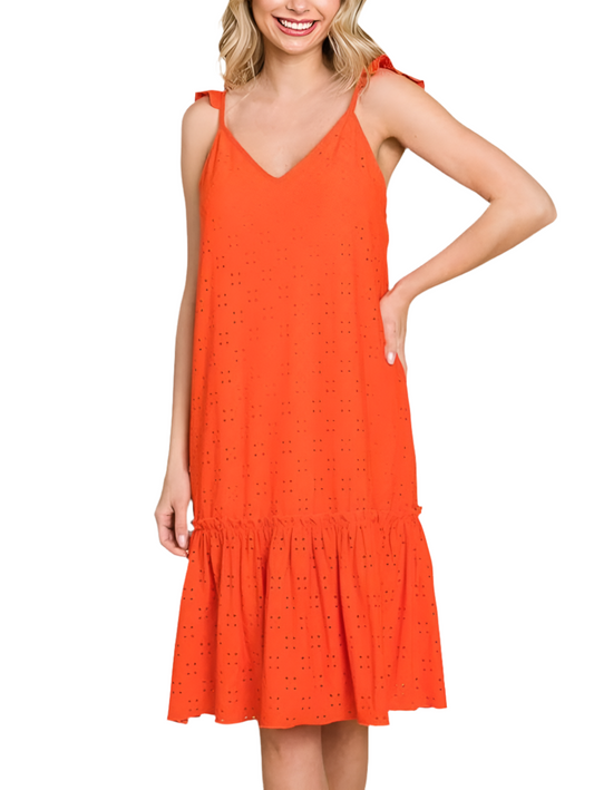 All Eyelets Ruffled Dress